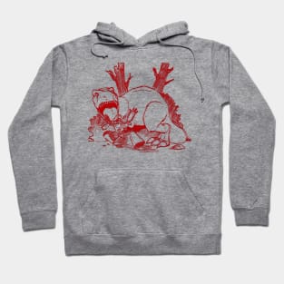 Dinosaur and Robots- Red Line Art Version Hoodie